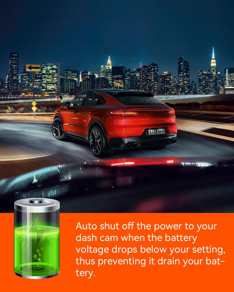 Vantrue 10ft USB-C USB LED Screen OBD Hardwire Power Cable, 3 Gear Shifting, Low Voltage Protection for Parking Mode, for E1 Pro,N4 Pro S,N5(S),N4(S),S1 Pro(Max),N2X,E360/ACE,E1 Lite, E2 Dash Cam - Image 5